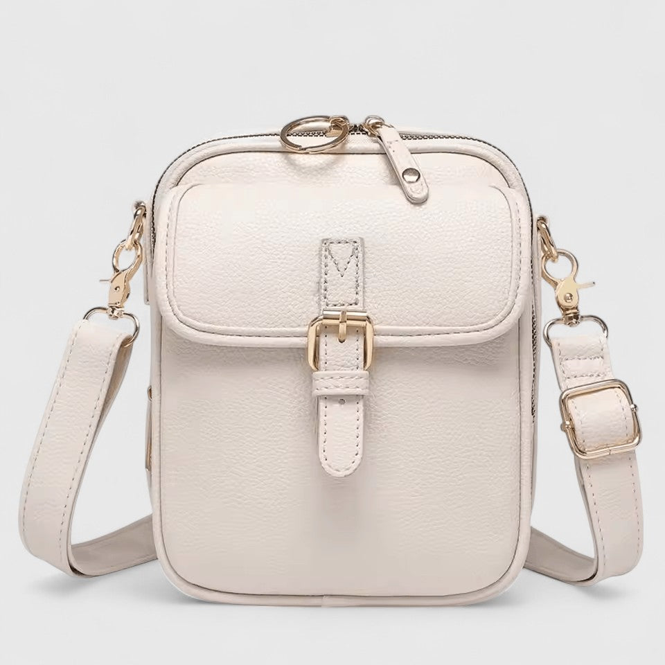 Lumina Wear Seraphina brown compact crossbody bag with adjustable strap, elegant handbag for daily use.