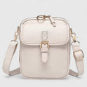 Lumina Wear Seraphina elegant compact crossbody handbag with adjustable strap in brown, featuring a sleek design and stylish finish.