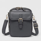 Brown Seraphina Lumina compact crossbody handbag with adjustable strap, stylish and elegant for everyday use.