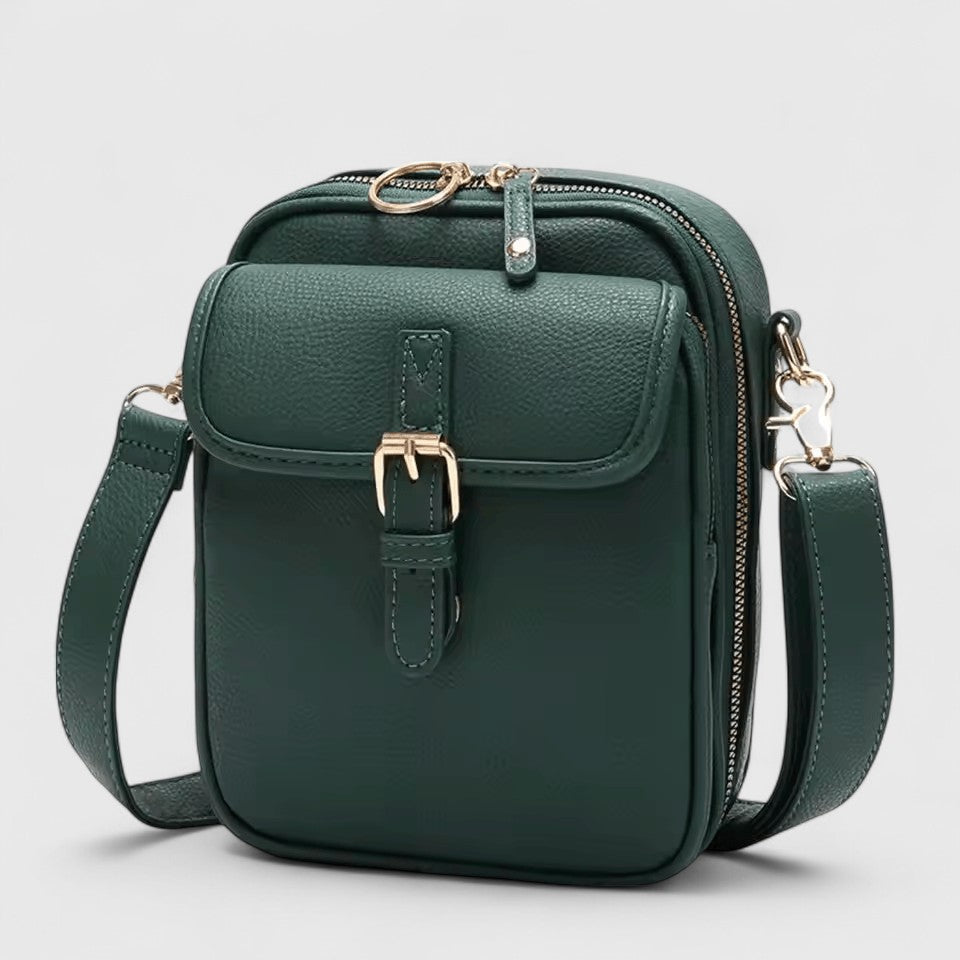 Lumina Wear Seraphina elegant brown compact crossbody handbag with adjustable strap, stylish and versatile for everyday use.