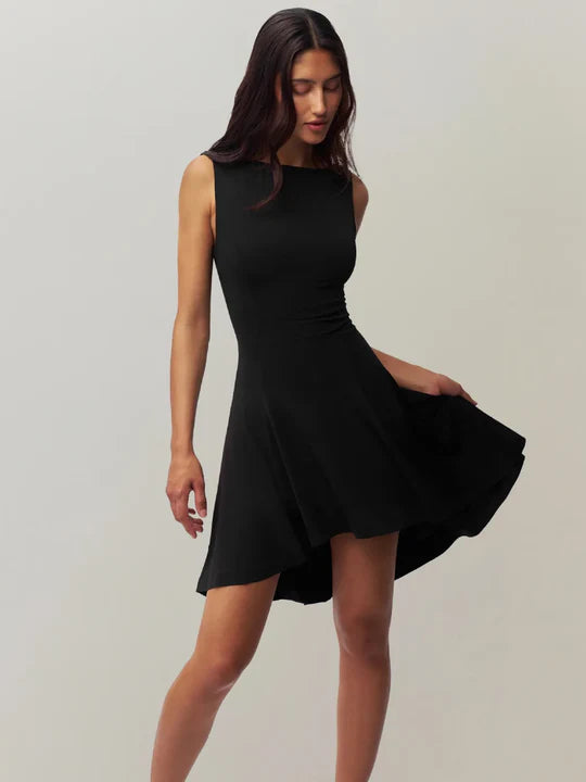 Seraphina mini dress by Lumina Vancouver with satin finish in white, featuring a sleek, fitted silhouette and stylish design.