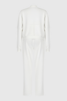 White Serena Lumina Wear casual chic lounge set with modern zipper details, featuring comfortable loungewear design.