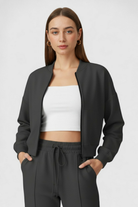 Lumina Wear Serena casual gray hoodie and sweatpants set, comfortable activewear with modern design, displayed on a model.