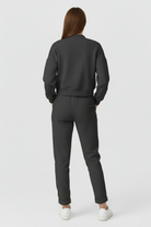Lumina Wear Serena casual gray hoodie and sweatpants set, modern activewear ensemble for comfortable, stylish workouts.