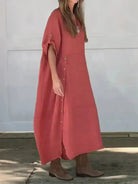 Sand-colored Francoise casual maxi dress by Lumina Vancouver, featuring a relaxed, one-color design and flowing fabric.