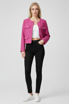 Lumina Wear Serena pink-red short women's jacket with versatile style, featuring a chic design and lightweight fabric.