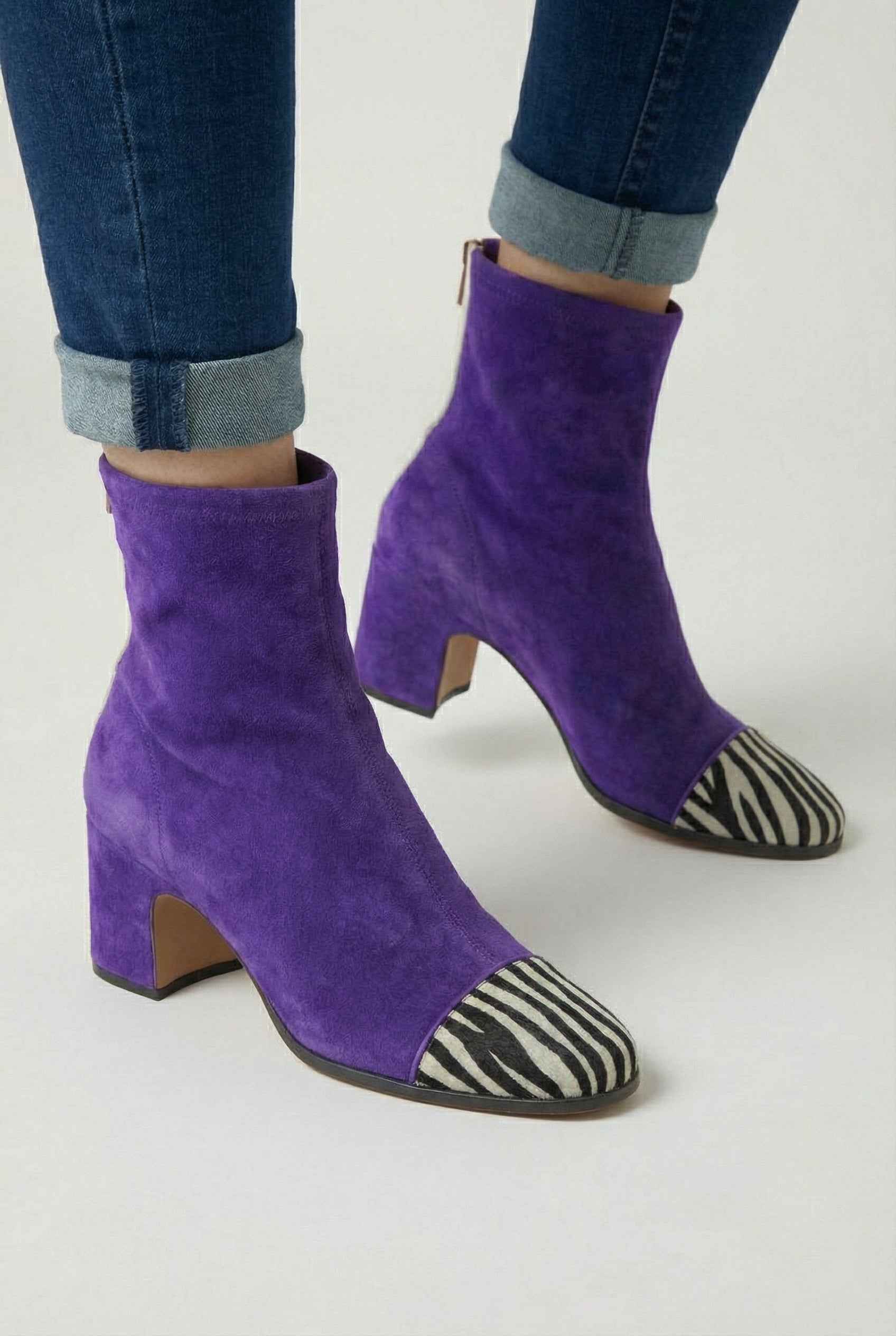 Serena Lumina women's purple retro mid-calf boots with sturdy sole and chic design, perfect for stylish fall and winter wear.