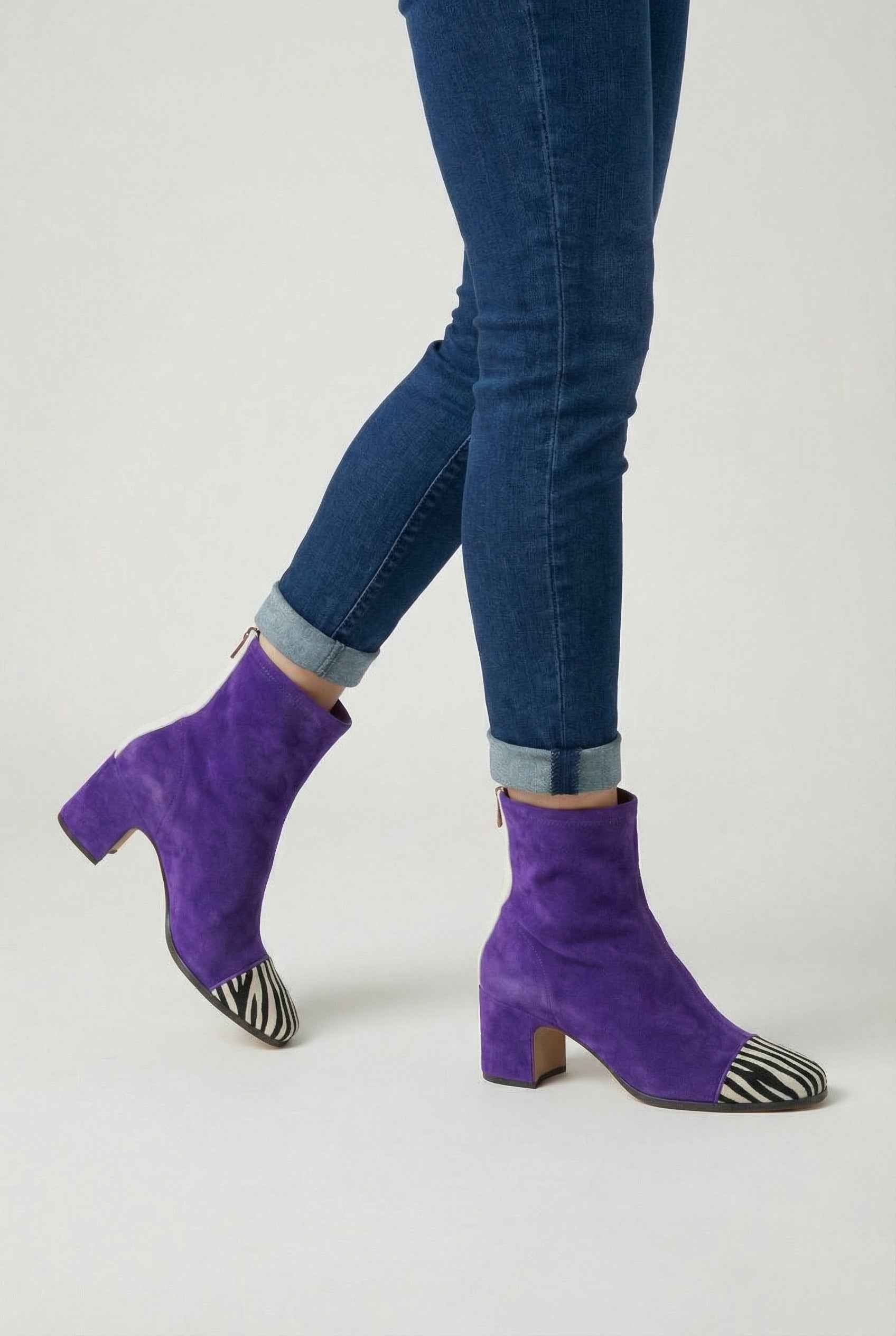 Purple Serena Lumina women's mid-calf retro boots with sturdy sole, stylish design, and comfortable fit.