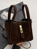 Coffee brown Serena Lumina crossbody handbag with chic retro design and versatile style, featuring a compact, stylish silhouette.