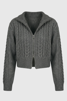 Dark gray long cardigan sweater for women by Lumina Wear, relaxed fit and cozy style from the Serena collection.