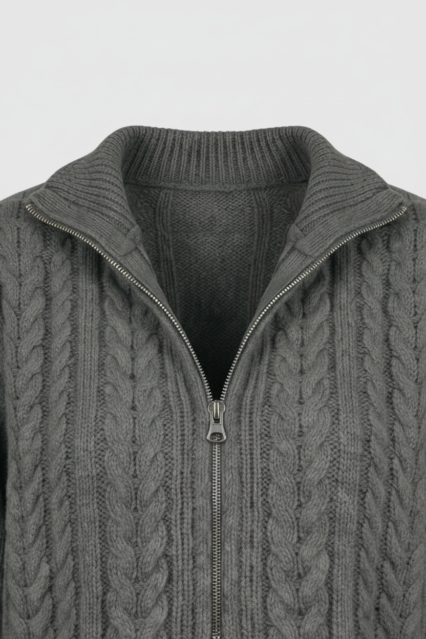 Dark gray Serena women's long cardigan sweater with relaxed fit from Lumina Wear, cozy and comfortable for casual wear.