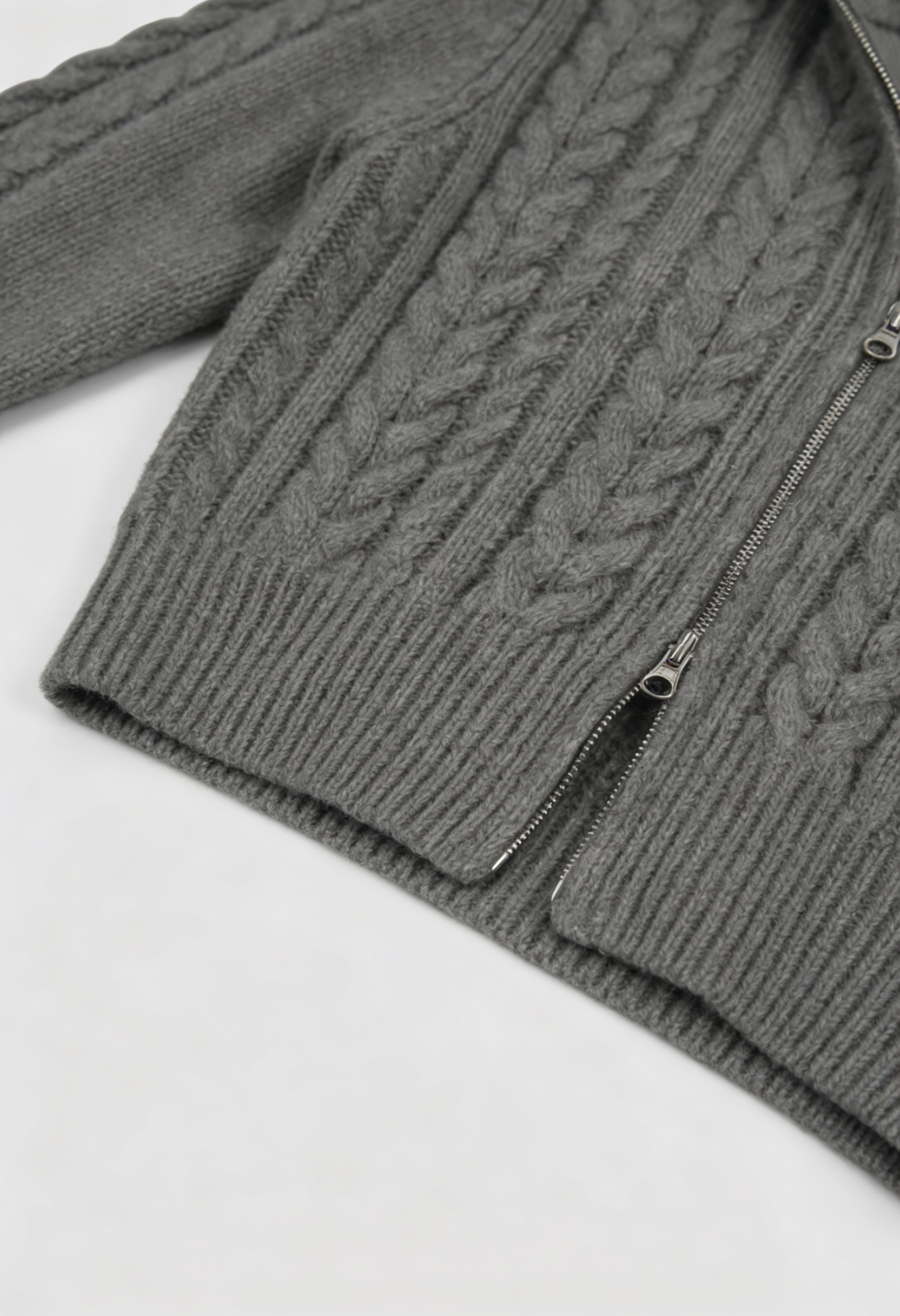 Dark gray long cardigan sweater for women by Lumina Wear, featuring a cozy, relaxed fit and soft knit fabric.