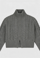 Dark gray Serena Lumina Wear long cardigan sweater for women, relaxed fit with cozy, comfortable style.