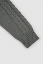 Dark gray Serena women's long cardigan sweater by Lumina Wear, featuring a cozy, relaxed fit and soft knit fabric.