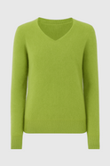 Light green Lumina Wear Serena women's V-neck sweater with a cozy fit, perfect for casual and stylish wear.
