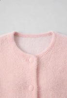 Pink Serena long cardigan sweater with open front by Lumina Wear, cozy and stylish, perfect for layered winter looks.
