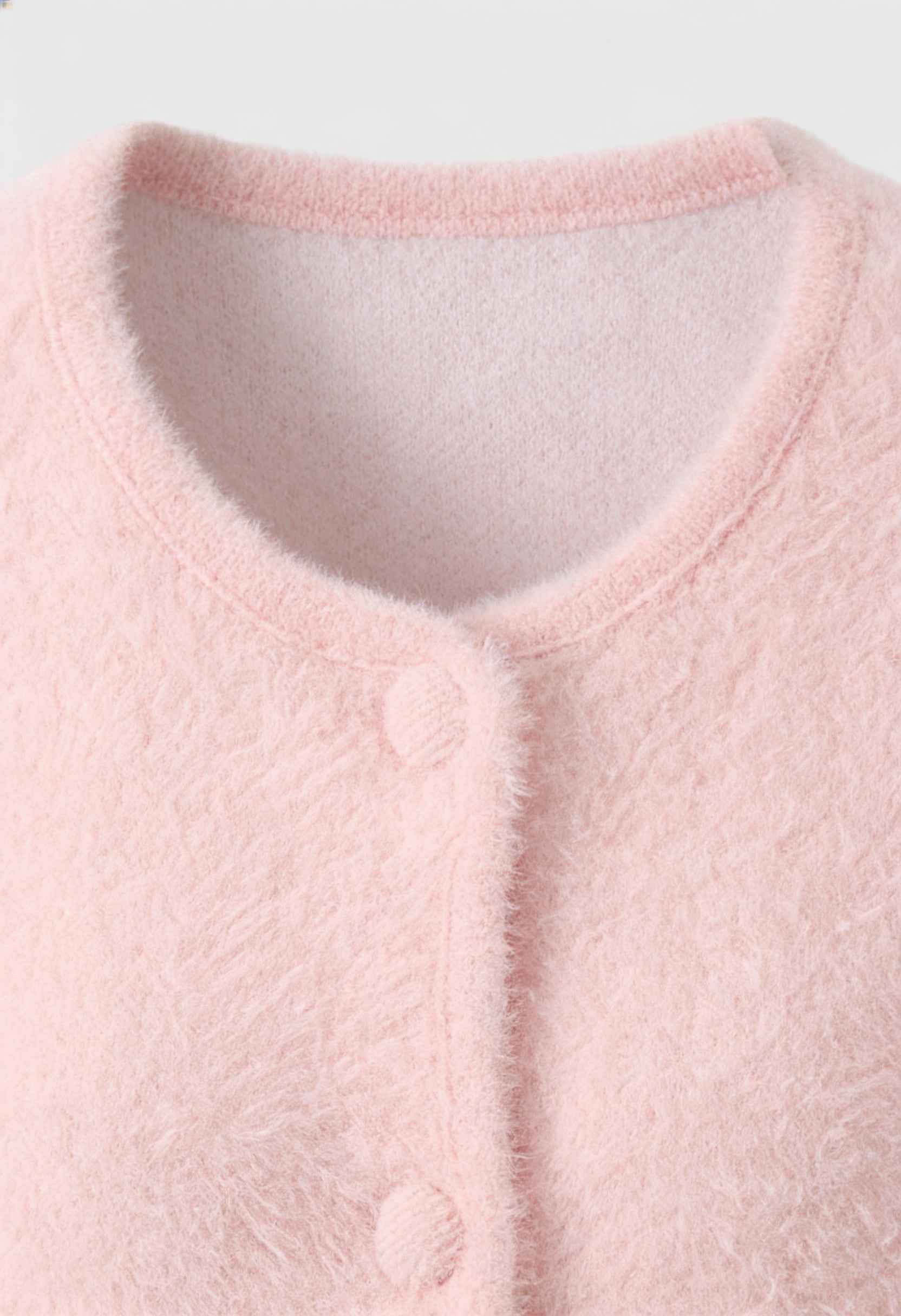 Pink long cardigan sweater with open front from Lumina Wear, featuring a cozy and relaxed fit for casual comfort.