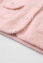 Pink long cardigan sweater with open front from Lumina Wear, featuring a cozy, relaxed fit and soft knit fabric.