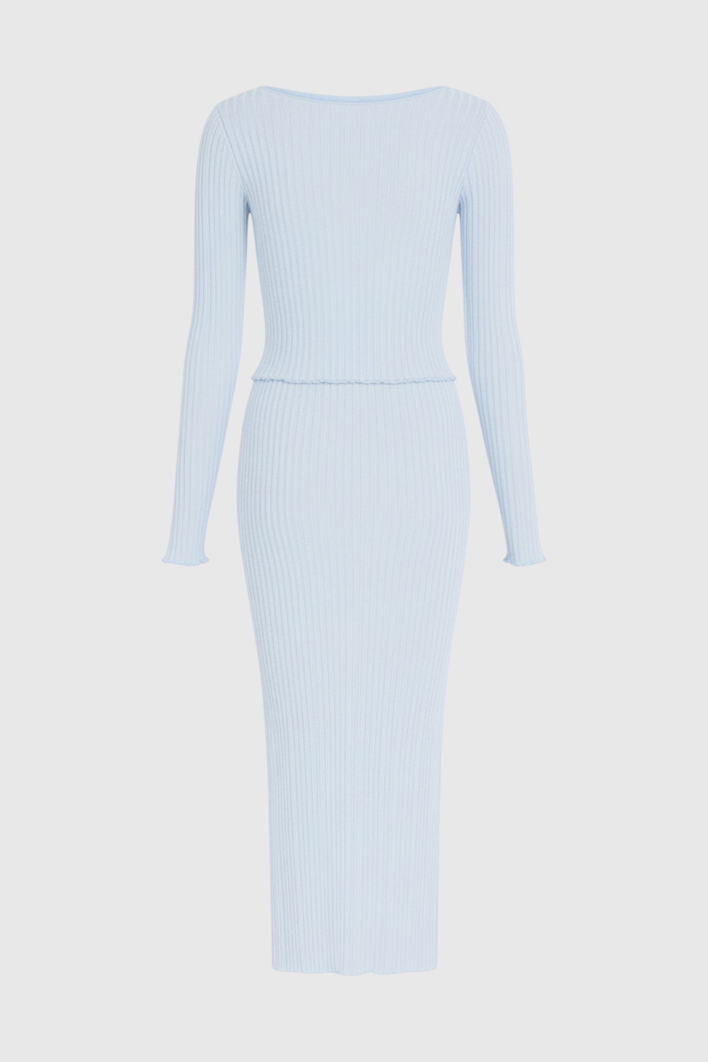 Elegant light blue maxi skirt set by Lumina Wear featuring a sophisticated fit, perfect for stylish daytime or evening wear.