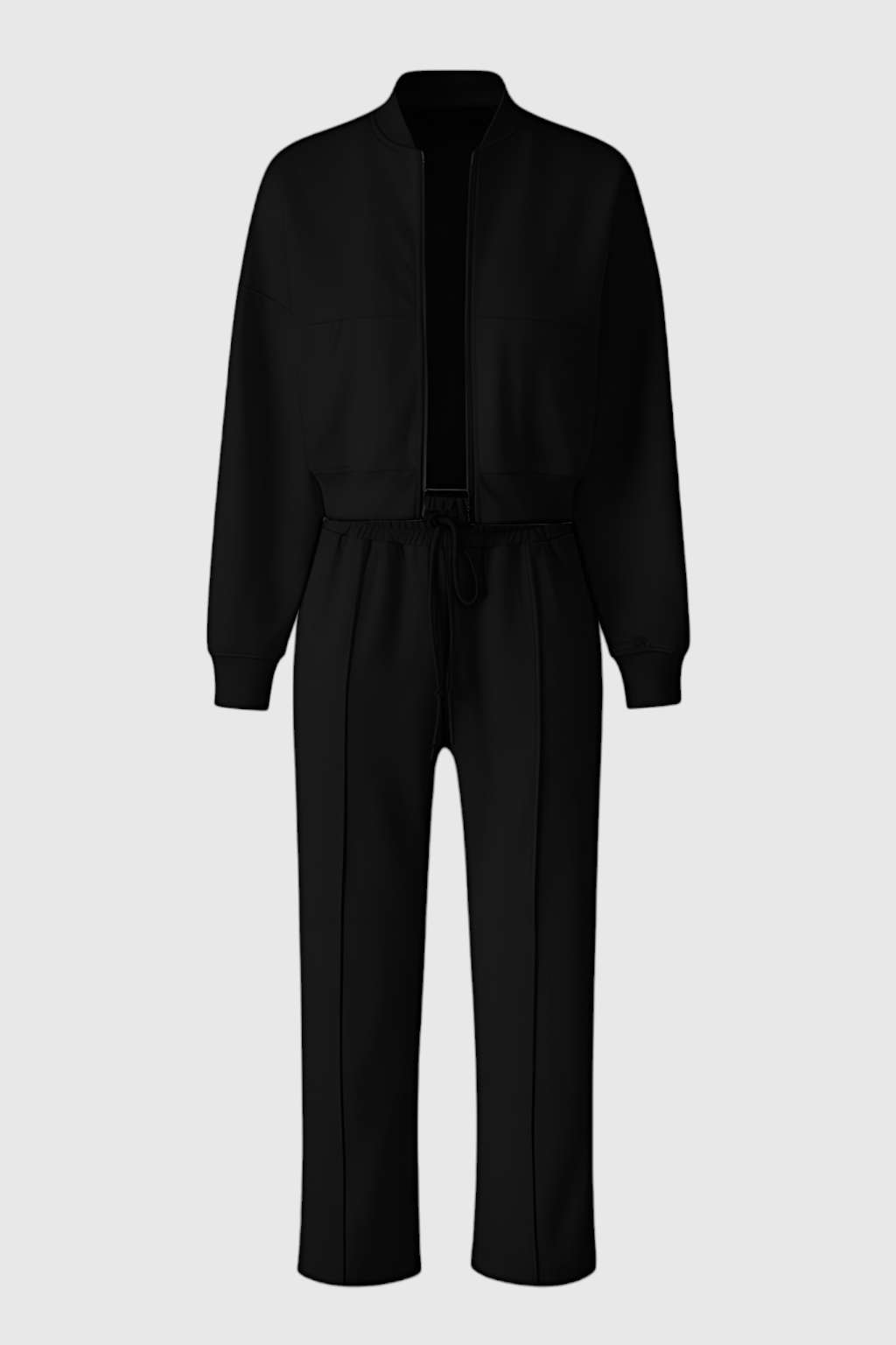 Serena Lumina Wear high-waist loose-fit two-piece pants set in black, casual activewear for comfortable modern style.
