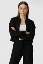 Black Serena Lumina Wear modern high-waist loose fit two-piece pants set, casual activewear for comfortable everyday style.