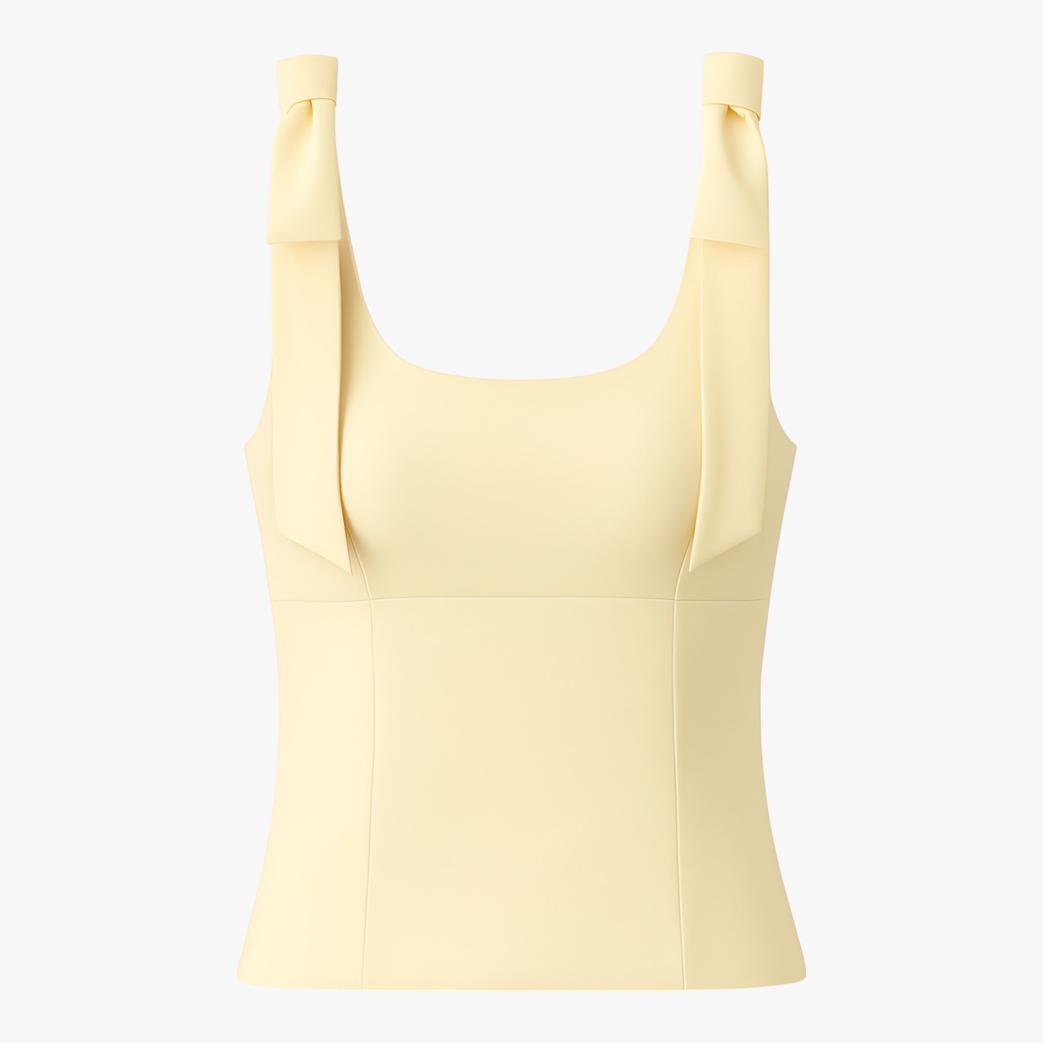 Yellow slim fit tank top with bow detail from Lumina Wear, featuring playful style and camisole design.