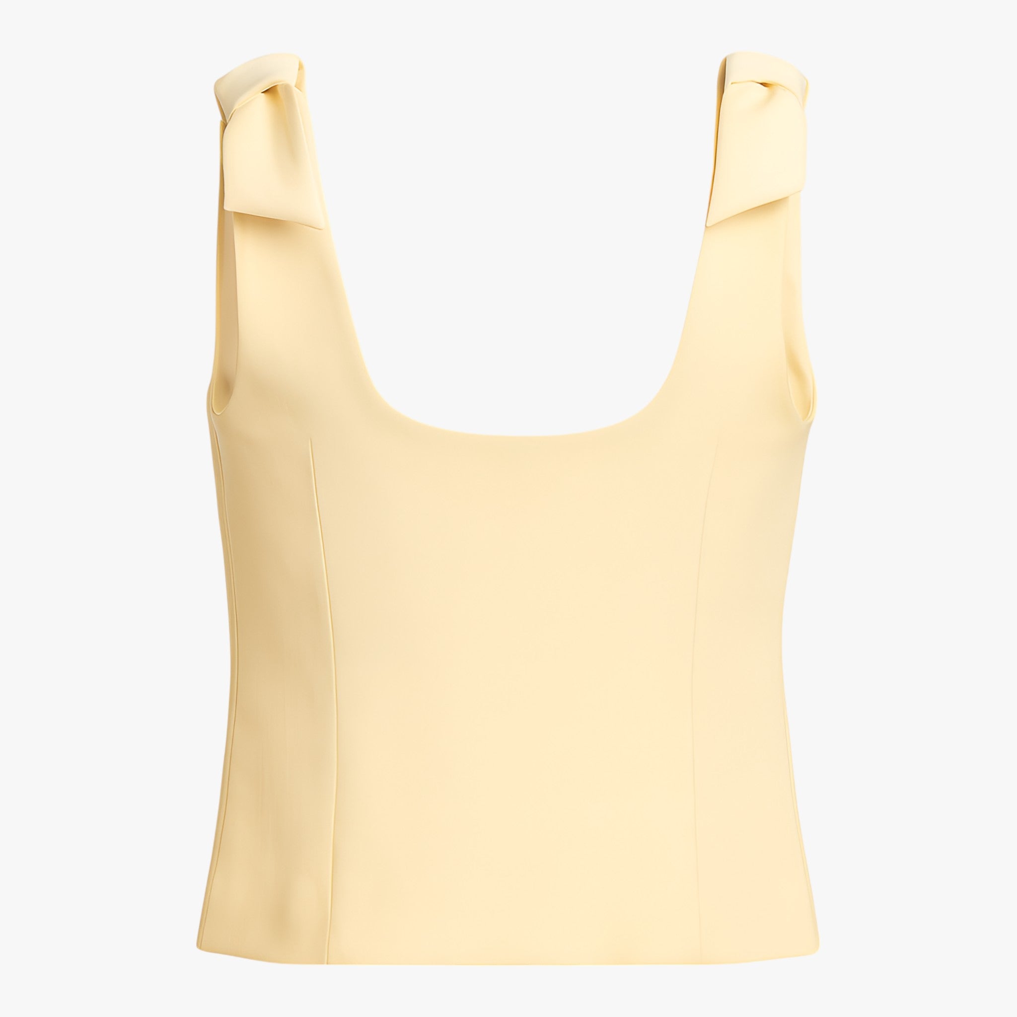 Yellow Lumina Wear Serena slim fit tank top with bow detail, featuring a playful design and sleeveless camisole style.