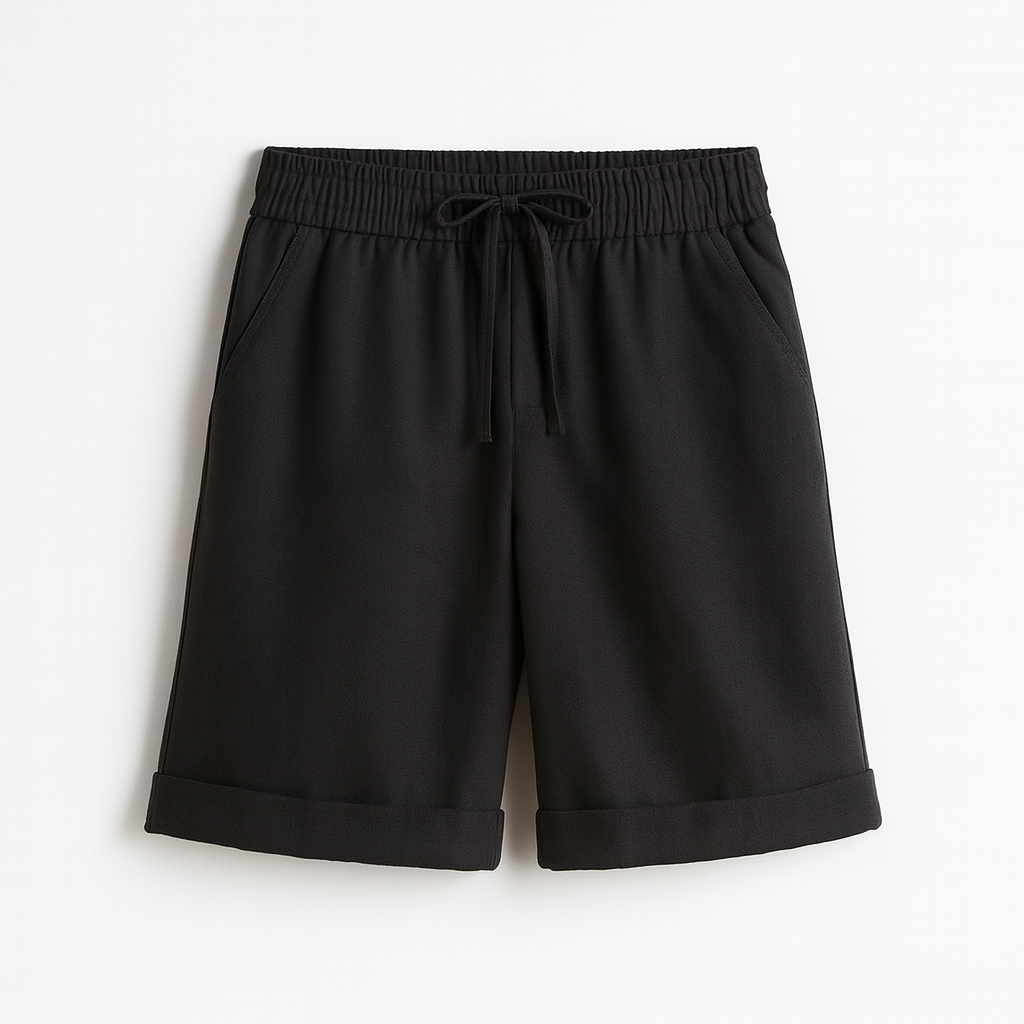 Lumina Wear Serena relaxed black Capri trousers with drawstring, casual and comfortable capri pants for everyday wear.