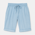 Serena Lumina black Capri trousers with relaxed fit and drawstring waist, casual pants for comfortable everyday wear.