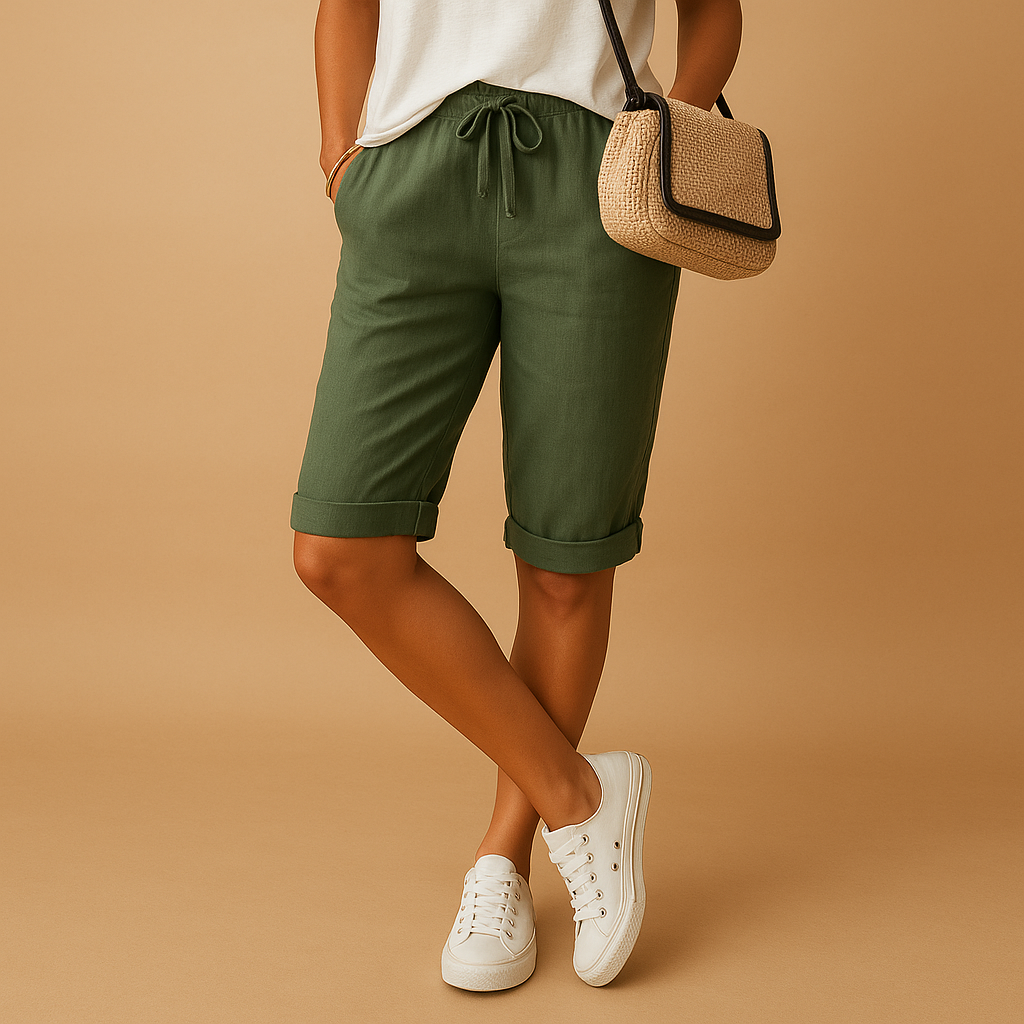 Black Serena Lumina Wear relaxed Capri trousers with drawstring, casual and comfortable for everyday wear.