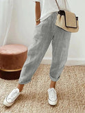 Blue Serena Lumina Wear striped casual lounge pants with elastic waist, relaxed fit, perfect for comfortable everyday wear.