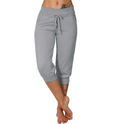 Lumina Wear Serena grey Capri trousers with elastic waistband, casual and trendy for comfortable everyday wear.