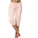 Trendy grey Capri trousers with elastic waistband by Lumina Wear, featuring a casual, comfortable fit and stylish design.