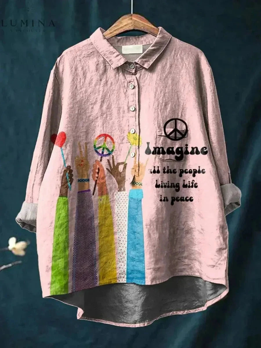 Multicolor Serenity Hippie Art Tee by Lumina Vancouver featuring vibrant, bohemian-inspired design on soft cotton fabric.