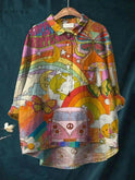 Multicolor Serenity Hippie Art T-Shirt by Lumina Wear featuring vibrant, peaceful design on a casual unisex tee.