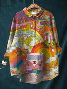 Multicolor Serenity Hippie Art T-shirt by Lumina Vancouver featuring vibrant bohemian design on soft cotton fabric.