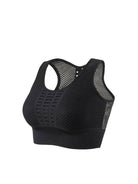 Black Lumina Vancouver high-impact sports bra with hollow-out design and supportive fit for intense workouts.