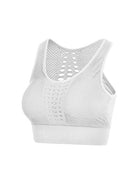 Black Lumina Vancouver high-impact sports bra with hollow-out design, offering support and a stylish fit for active wear.