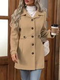 Apricot Sienna structured tailored winter coat with button front by Lumina Wear, designed for women's cold-weather style.