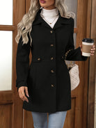 Apricot Sienna structured tailored winter coat with button front by Lumina Wear, designed for women, stylish and warm.