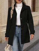 Apricot Sienna Lumina Wear structured tailored winter coat with button front, perfect for stylish cold-weather wear.