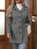 Sienna structured tailored winter coat with button front in apricot color from Lumina Wear, designed for women.