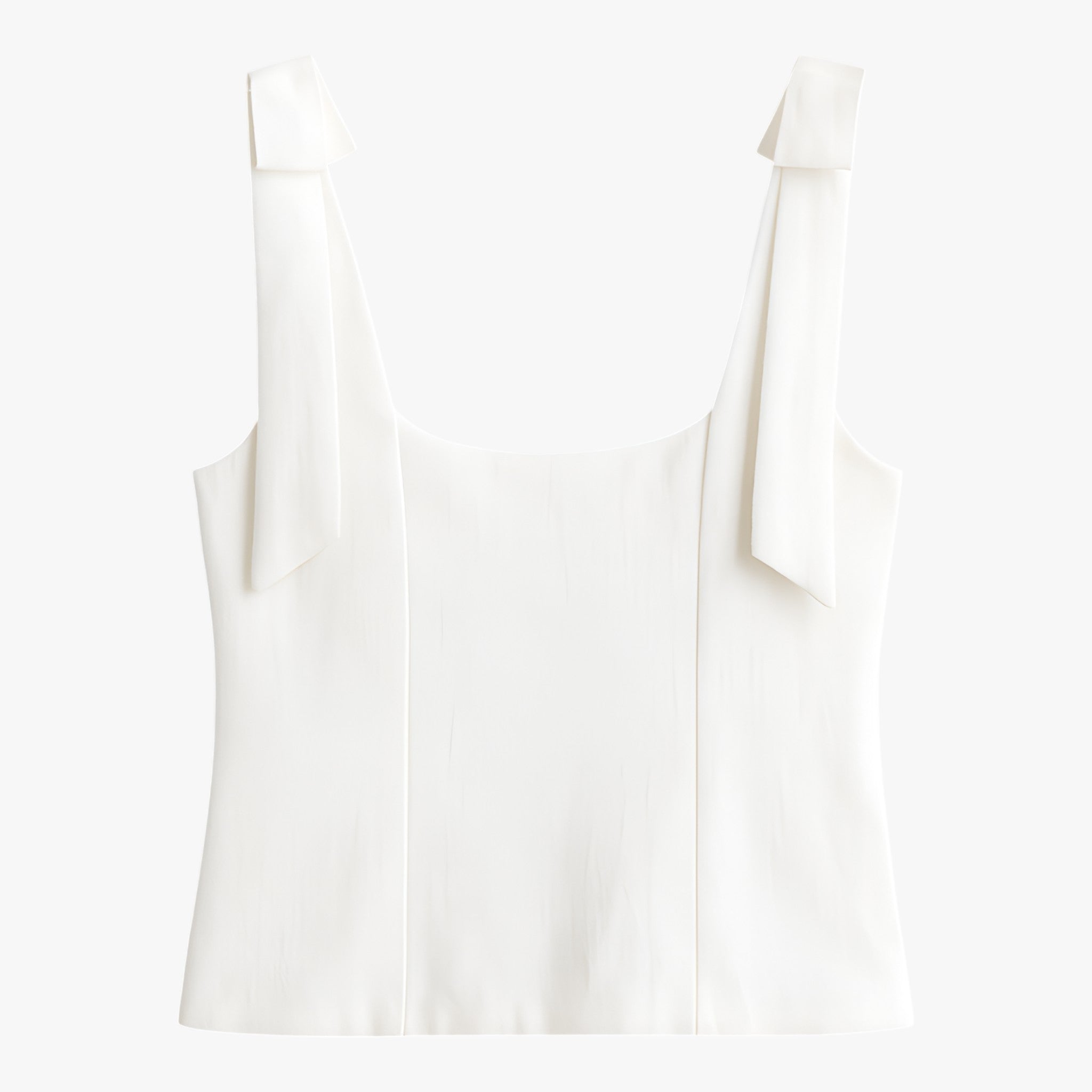 White Sophia Bow-Detail Cami Top with Zipper Closure by Lumina Wear, women's sleeveless top with bow accents and zip front.