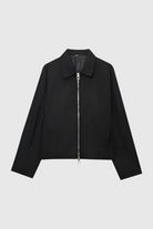 Light blue Lumina Wear Sophia casual bomber jacket with zipper closure, stylish lightweight bomber jacket for women.