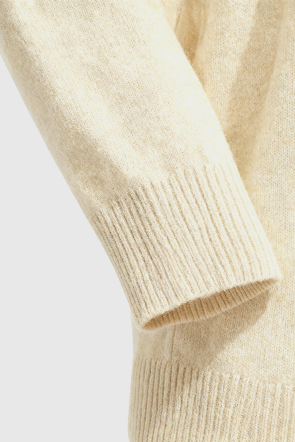 Sophia beige V-neck women's sweater by Lumina Wear featuring a cozy, flattering fit and soft knit fabric.