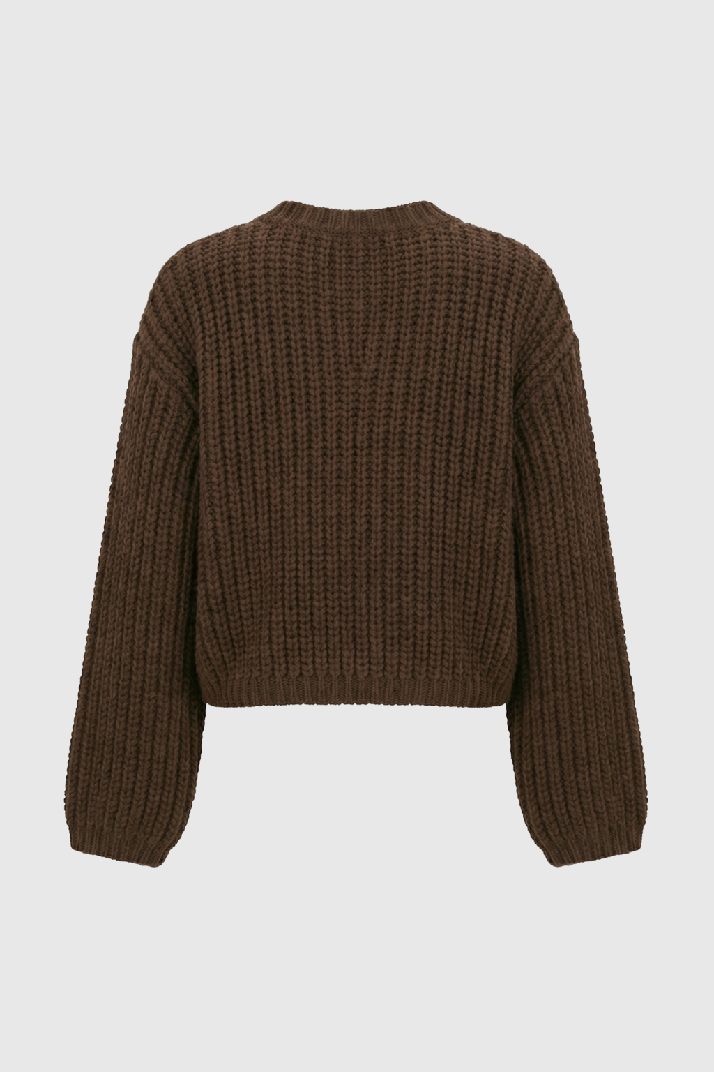 Sophia Lumina Wear cozy brown knit cardigan with relaxed fit, long sleeves, and open front for comfortable casual style.