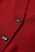 Sophia cozy burgundy long cardigan sweater with relaxed fit from Lumina Wear, featuring a soft knit texture and open front design.