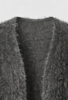 Dark gray Sophia cardigan by Lumina Wear featuring a relaxed fit, cozy knit texture, and casual style.