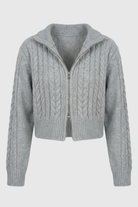 Gray long cardigan sweater by Lumina Wear featuring a cozy, relaxed fit and open front design.