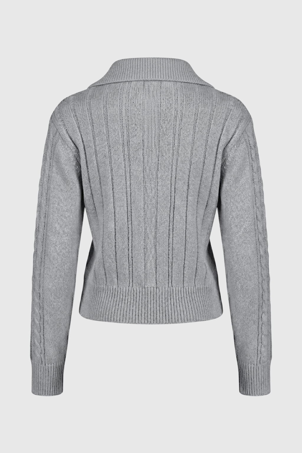Lumina Wear Sophia cozy gray long cardigan sweater with relaxed fit, soft knit and stylish design, perfect for casual wear.